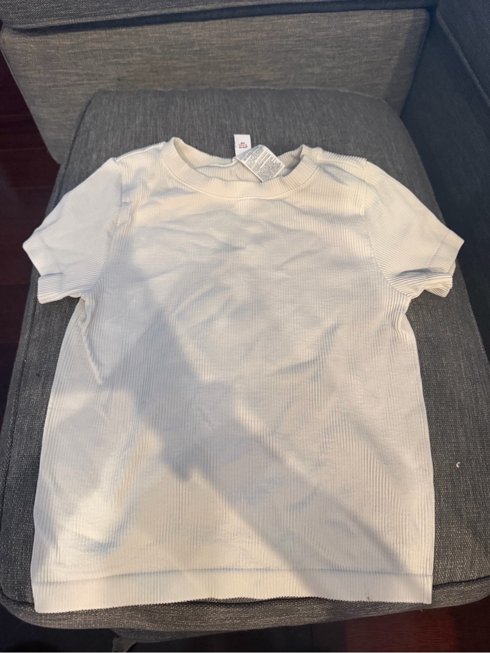 Old Navy Cream Ribbed Short Sleeve Tee